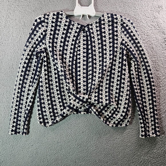 Zara Top Women‎ Medium Cut Out Back Knit Long Sleeve Black White - Picture 5 of 11